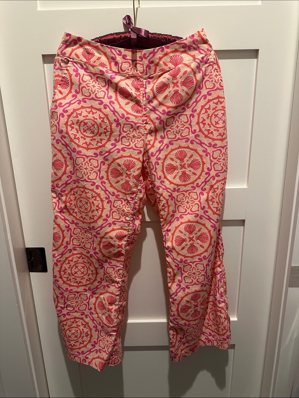 Pink & Coral Mediterranean Print Pants sz 4
